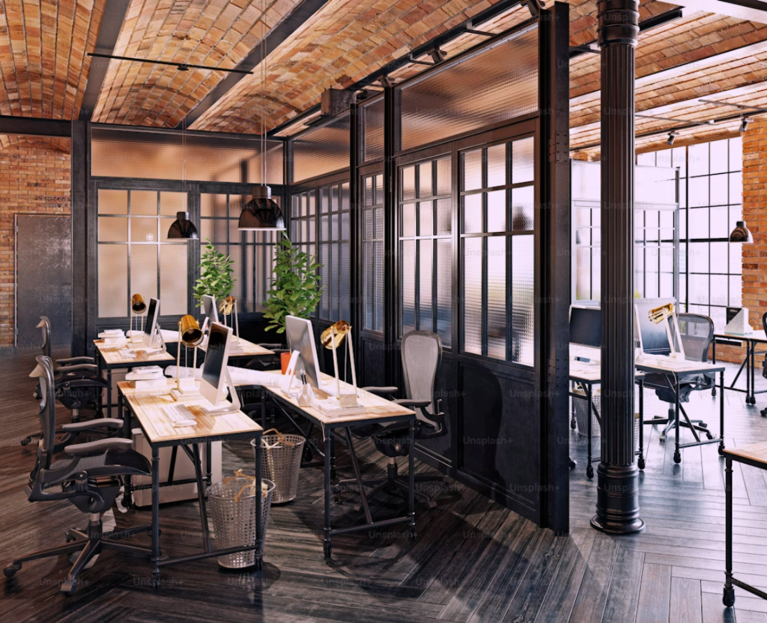 Coworking space hero banner – collaborative workspace with people working on laptops