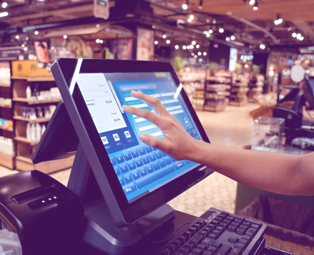 Retail hero image – modern retail store interior showcasing diverse products and customer engagement